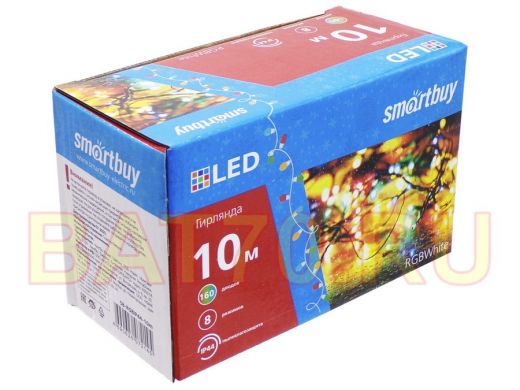 LED Гирлянда Smartbuy с контроллером, RGB, 10м, 160 диодов, IP44, прозрачный провод (SB-RGBIP44-10m)