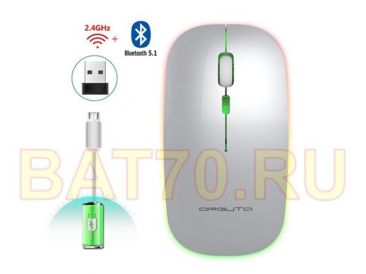 Мышь беспроводная Орбита OT-PCM66 Серая  RGB (USB/Bluetooth,аккум)