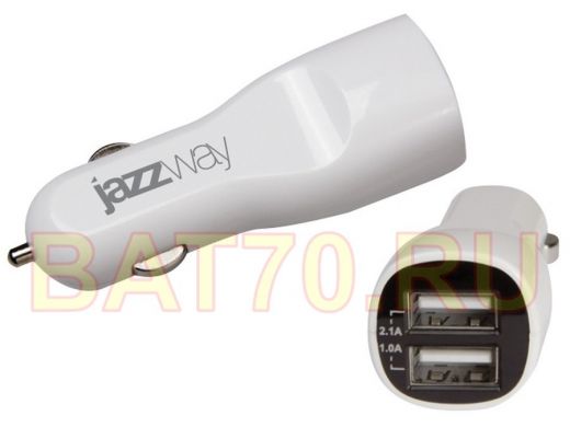 Автомобильный адаптер JAZZway  IP-3100  USB 3.1A с 2-мя USB 5v (1А + 2.1А)