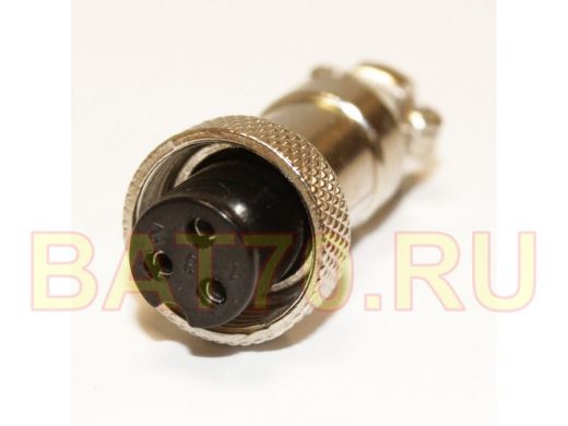 Разъём MIC12 (GX12) 3pin гнездо на кабель (5А,125В) GX12M-3A