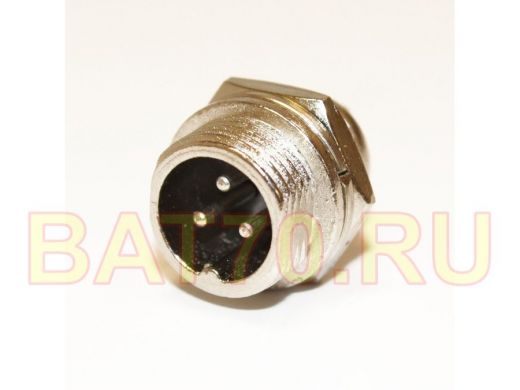 Разъём MIC12 (GX12) 3pin штекер на корпус (5А,125В) 107041