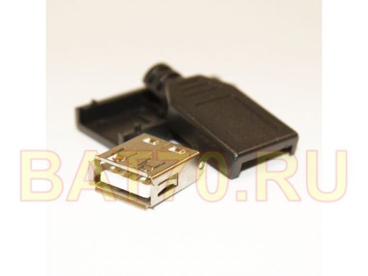 Разъём компьют: гнездо USB 4pin на кабель в корпусе