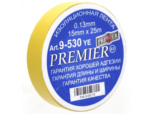 Изолента 15мм х 25метров жёлтая  PREMIER 0,13мм