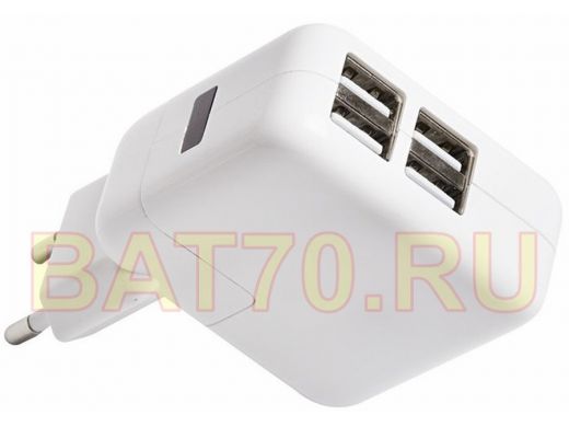 Зарядное устройство 4xUSB  REXANT переходник+адаптер (5V, 2 выхода x 2100mA и 2 выхода x 1000mA)