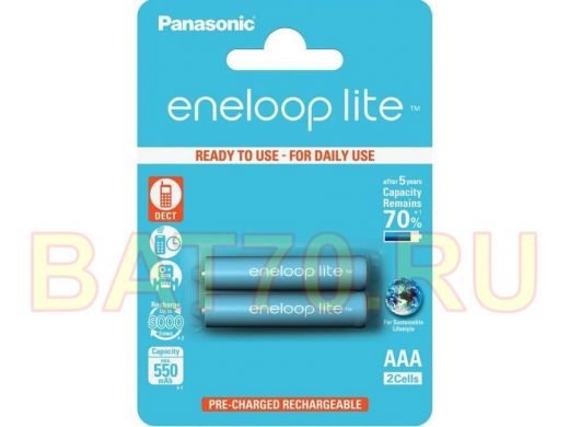 Аккумулятор  ААА  550 mAh 1,2В  Panasonic Eneloop lite BK-4LCCE/2BE  BL-2 (цена за 1 элемент)