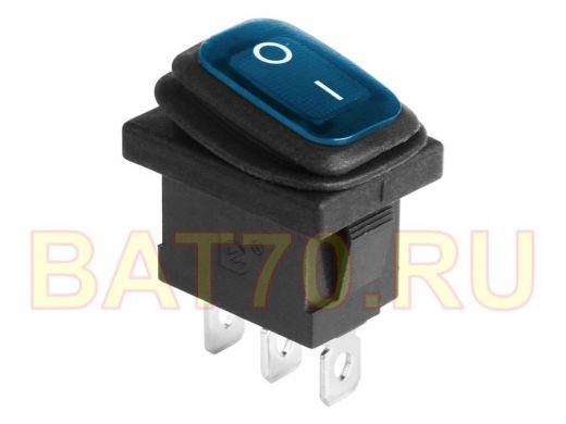 Выключатель клавишный 250V 6А (3с) ON-OFF синий  с подсветкой  Mini ВЛАГОЗАЩИТА REXANT