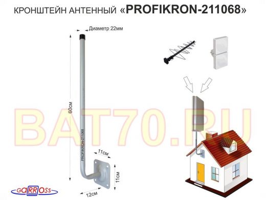 Кронштейн антенный, вылет 0,12м 