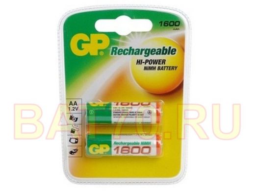 Аккумулятор AA 1600 mAh 1,2В GP 160AAHC-1C2 Ni-Mh (цена за 1 элемент)