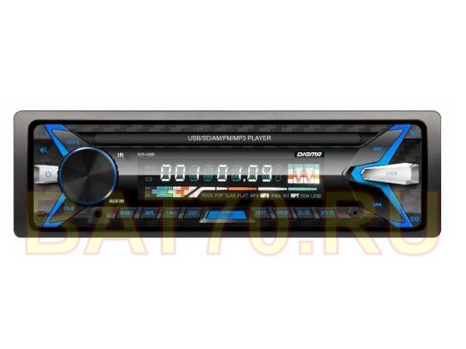 Автомагнитола Digma DCR-400R 1DIN 4*45Вт (USB/AUX/SD/эквалайзер/цв.дисплей)