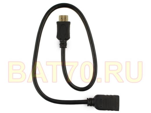 Удлинитель кабеля HDMI Cablexpert CC-HDMI4X-0.5M, 0.5м, v2.0, 19M/19F, черный, позол.разъемы, экран,