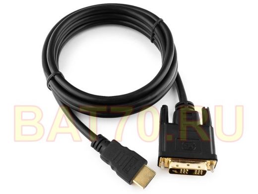 Кабель HDMI-DVI  Cablexpert CC-HDMI-DVI-6, 19M/19M, 1.8м, single link, черный,позол.разъемы, экран,