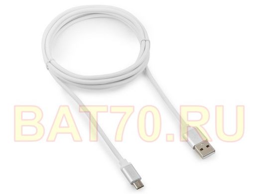 Кабель микро USB (AM/microBM)  1.8 м Cablexpert CC-S-mUSB01W-1.8M, USB 2.0, серия Silver,белый