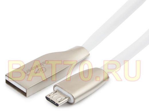 Кабель микро USB (AM/microBM)  1.8 м Cablexpert CC-G-mUSB01W-1.8M, USB 2.0,серия Gold, белый