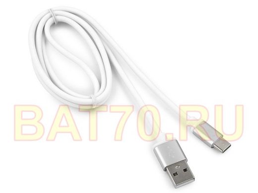 Шнур USB / Type-C Cablexpert CC-S-USBC01W-1M, AM/Type-C, серия Silver, длина 1м, белый, блистер,2,0