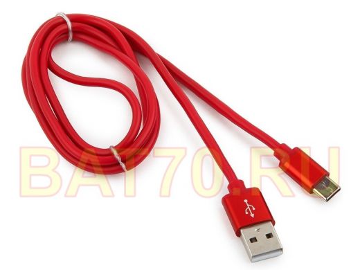 Шнур USB / Type-C Cablexpert CC-S-USBC01R-1M, AM/Type-C,серия Silver, длина 1м,красный,блистер, 2,0