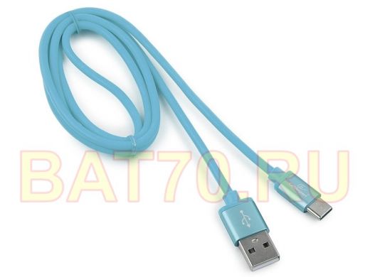 Шнур USB / Type-C Cablexpert CC-S-USBC01Bl-1M, AM/Type-C,серия Silver, длина 1м,синий,блистер,2,0