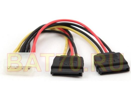 Кабель питания SATA Cablexpert CC-SATA-PSY-0.3M, 30см, molex 4pin/2x sata15pin, на 2 устр., пакет CC