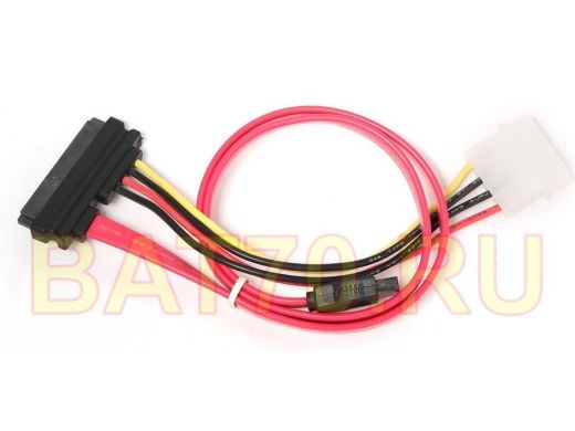 Кабель Combo SATA Cablexpert CC-SATA-C1, molex+SATA/SATA, 15pin+7pin, (длина инт - 35см, питание - 1