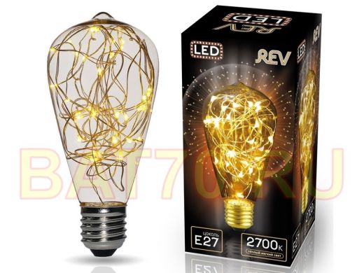 Светодиодная лампа  REV VINTAGE Copper Wire ST64 E27, 2700K, DECO Premium, теплый свет