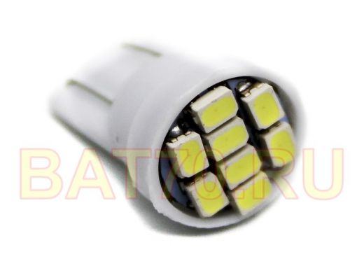 Лампа LED 12V для АВТО (цоколь T10) белая ( 8 LED, 3528)