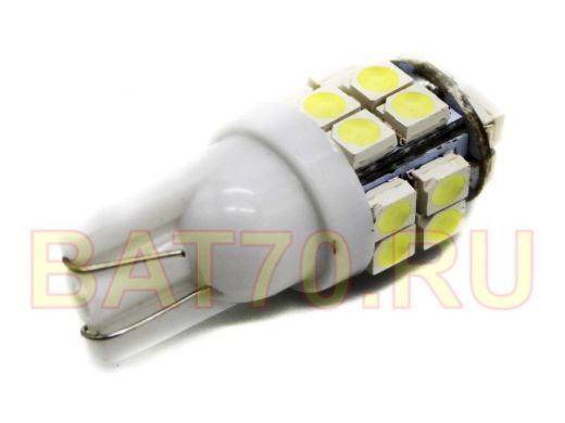 Лампа LED 12V для АВТО (цоколь T10) белая (20 LED, 3528)