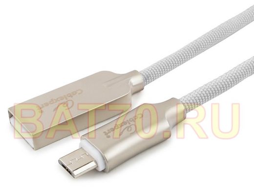 Кабель микро USB (AM/microBM)  1.0 м Cablexpert CC-P-mUSB02W  USB 2.0 , серия Platinum, белый