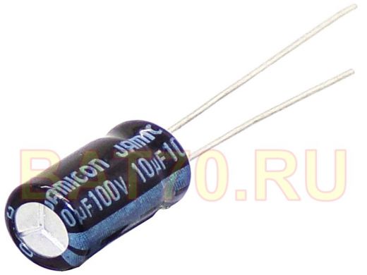 Конденсатор электролитический    10mf x 100V  Jamicon 105