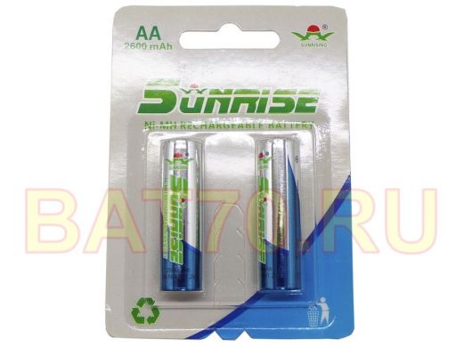 Аккумулятор AA 2600 mAh 1,2В  SUNRISING Ni-Mh 1.2 В AA 2600 мАч, в блистере