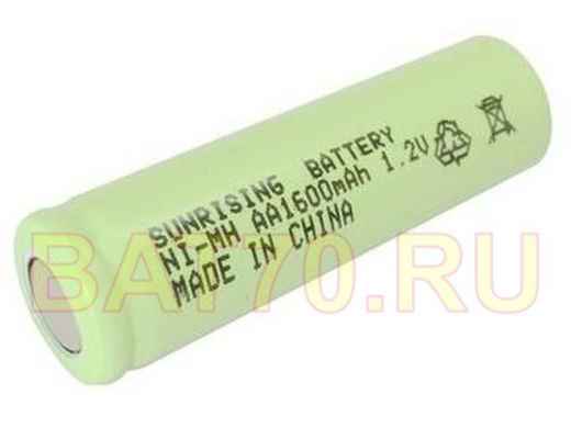 Аккумулятор AA 1600 mAh 1,2В  SUNRISING Ni-Mh 1.2 В AA 1600 мАч, плоский пллюс. контакт