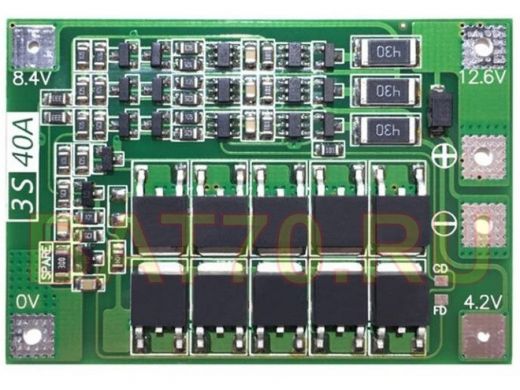 Контроллёр зар.-разр. для Li-ion батарей, 3 ячейки, до 40А.