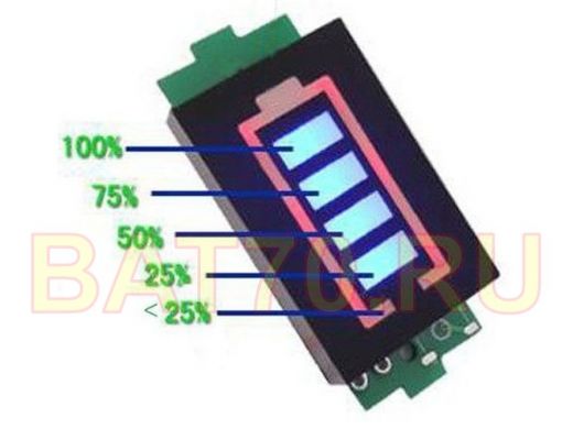 Индикатор заряда Li-ion батареи 6S (14,8В.) 31*20*7 мм.