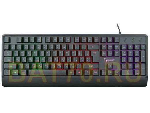 Клавиатура проводная Gembird KB-220L, USB,черный,104 клавиши,подсветка Rainbow,кабель 1.5м