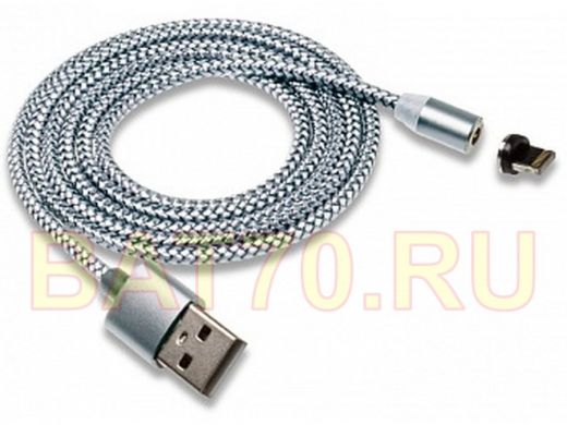 Шнур USB / Lightning Walker С590, магнитный, индикатор, 2.4А, серебро